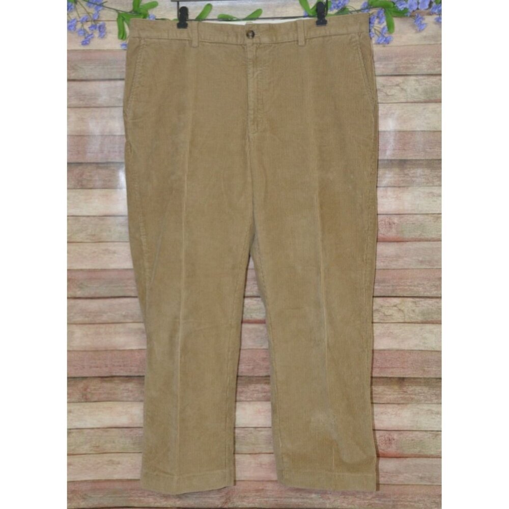 L.L. Bean Corduroy Pants Mens 40x32 Tan Brown Outdoors Workwear Flat Front